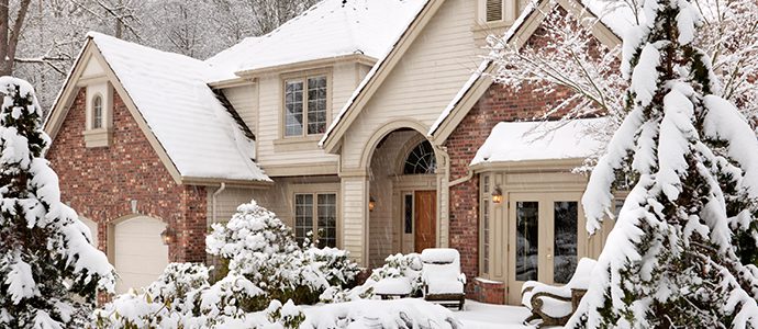 Beautiful home in snowy landscape in Denver, Colorado
