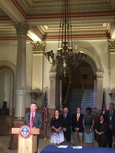Governor Hickenlooper describing legislation that limits marijuana diversion to the illegal market prior to bill signing.