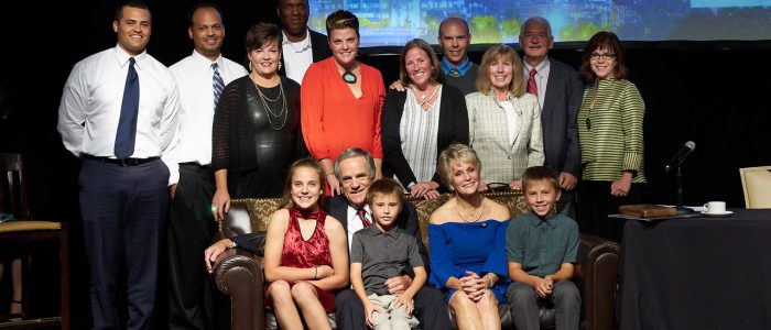 Mary Ann Hinrichsen and family as she is awarded ROTY at Fall Forum Inaugural