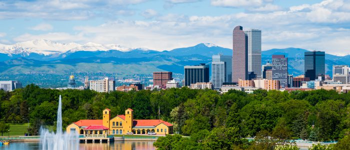 Denver Colorado downtown with City Park