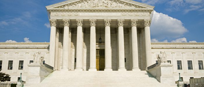 The front of the US Supreme Court in Washington DC.